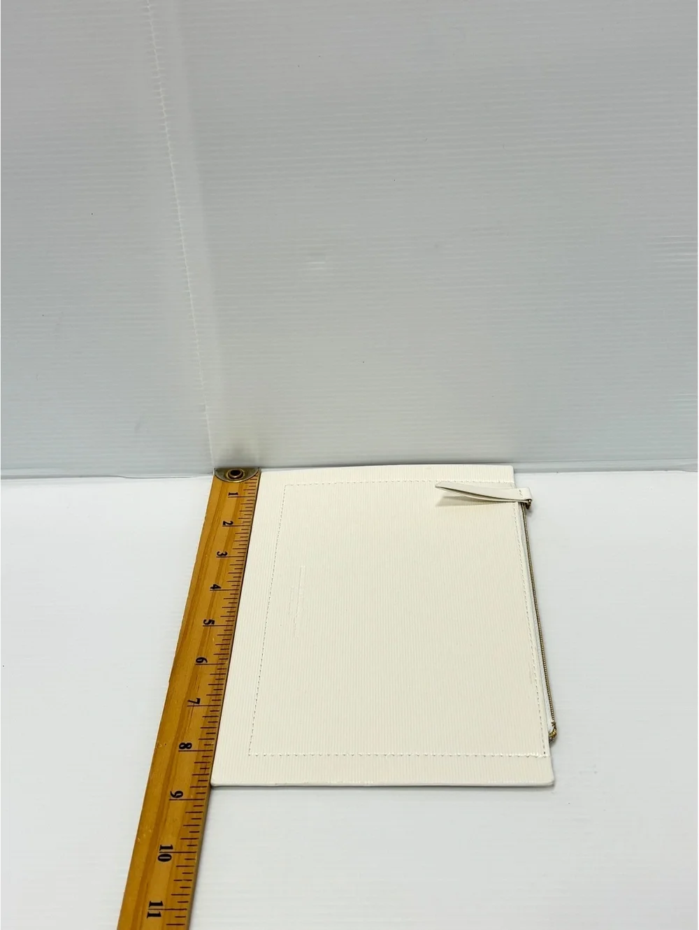 Narciso Rodriguez White Textured Leather Zip Pouch Clutch